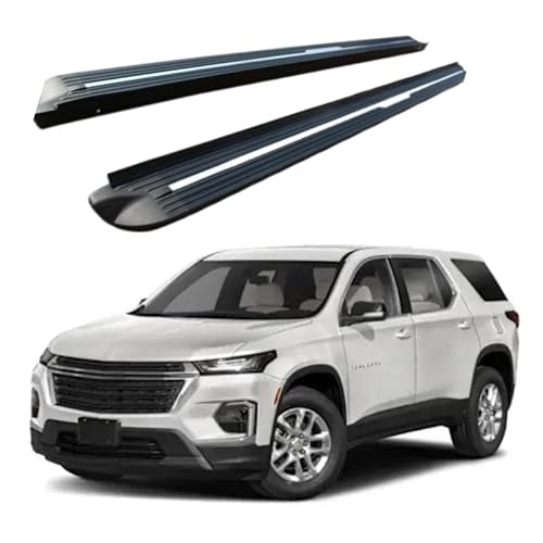 2 x Aluminium-Trittbretter, feste Nerf-Stangen, Seitenstufen mit Halterungen, kompatibel mit Chevrolet Traverse 2018–2023 (HJG) von RollingMotor