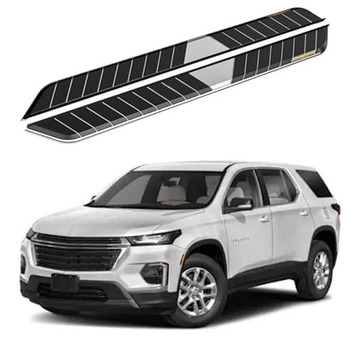 2 x Aluminium-Trittbretter, feste Nerf-Stangen, Seitenstufen mit Halterungen, kompatibel mit Chevrolet Traverse 2018–2023 (RS) von RollingMotor