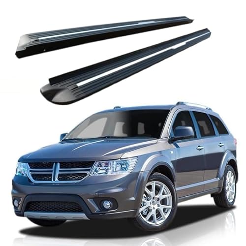 2 x Aluminium-Trittbretter, feste Nerf-Stangen, Seitenstufen mit Halterungen, kompatibel mit Dodge Journey JCUV 2013–2020 (HJG) von RollingMotor