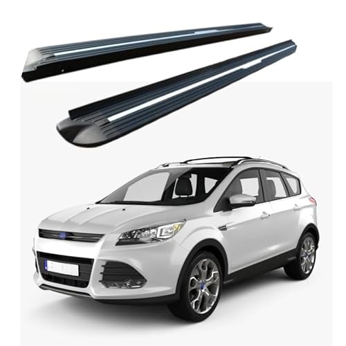 2 x Aluminium-Trittbretter, feste Nerf-Stangen, Seitenstufen mit Halterungen, kompatibel mit Ford Kuga Escape 2013–2019 (HJG) von RollingMotor