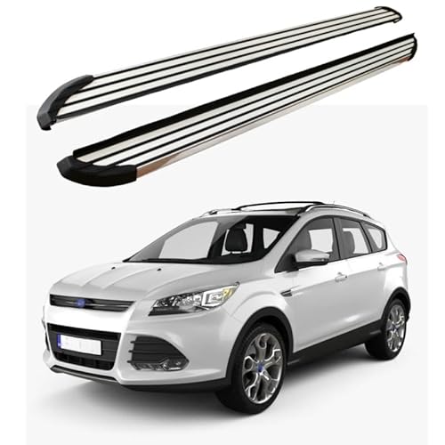 2 x Aluminium-Trittbretter, feste Nerf-Stangen, Seitenstufen mit Halterungen, kompatibel mit Ford Kuga Escape 2013–2019 (LX) von RollingMotor