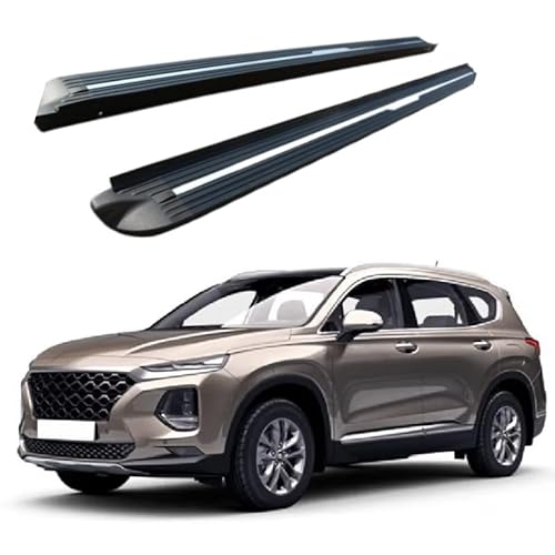 2 x Aluminium-Trittbretter, feste Nerf-Stangen, Seitenstufen mit Halterungen, kompatibel mit Hyundai Santa Fe 2019–2023 (HJG) von RollingMotor