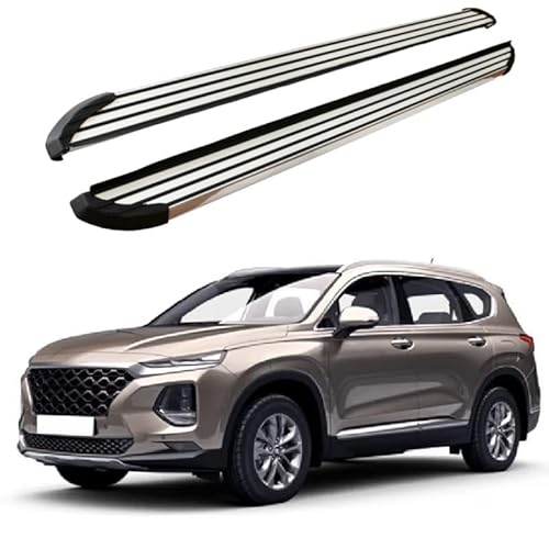 2 x Aluminium-Trittbretter, feste Nerf-Stangen, Seitenstufen mit Halterungen, kompatibel mit Hyundai Santa Fe 2019–2023 (LX) von RollingMotor