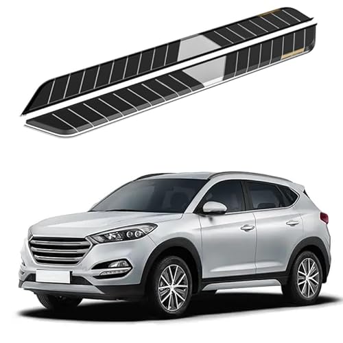 2 x Aluminium-Trittbretter, feste Nerf-Stangen, Seitenstufen mit Halterungen, kompatibel mit Hyundai Tucson 2015–2019 (RS) von RollingMotor