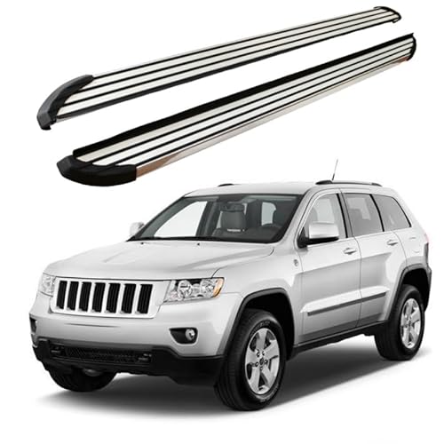 2 x Aluminium-Trittbretter, feste Nerf-Stangen, Seitenstufen mit Halterungen, kompatibel mit Jeep Grand Cherokee 2011–20221 (LX) von RollingMotor