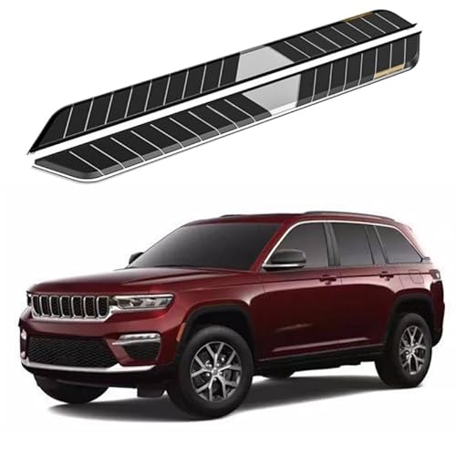 2 x Aluminium-Trittbretter, feste Nerf-Stangen, Seitenstufen mit Halterungen, kompatibel mit Jeep Grand Cherokee WL 2022–2025 (RS) von RollingMotor