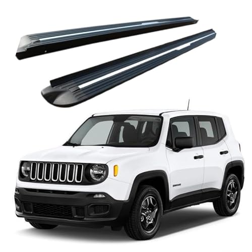 2 x Aluminium-Trittbretter, feste Nerf-Stangen, Seitenstufen mit Halterungen, kompatibel mit Jeep Renegade 2015–2025 (HJG) von RollingMotor