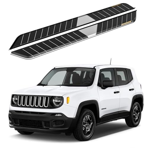 2 x Aluminium-Trittbretter, feste Nerf-Stangen, Seitenstufen mit Halterungen, kompatibel mit Jeep Renegade 2015–2025 (RS) von RollingMotor