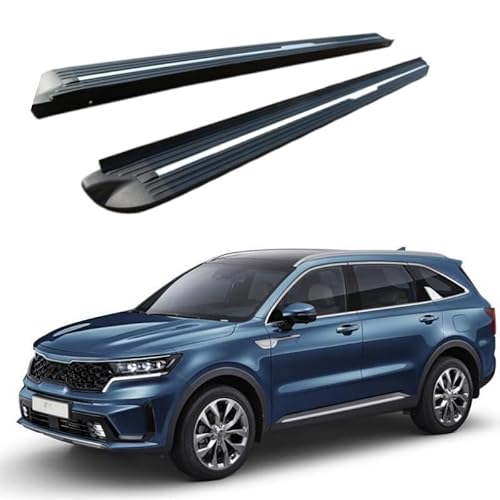 2 x Aluminium-Trittbretter, feste Nerf-Stangen, Seitenstufen mit Halterungen, kompatibel mit Kia Sorento 2020–2024 (HJG) von RollingMotor