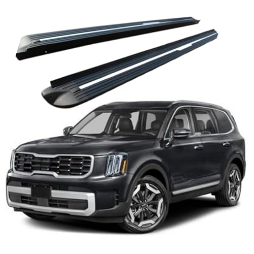 2 x Aluminium-Trittbretter, feste Nerf-Stangen, Seitenstufen mit Halterungen, kompatibel mit Kia Telluride 2020–2025 (HJG) von RollingMotor