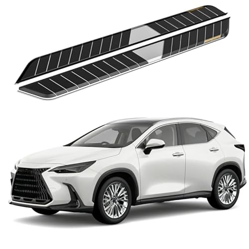 2 x Aluminium-Trittbretter, feste Nerf-Stangen, Seitenstufen mit Halterungen, kompatibel mit Lexus NX 350h 2022–2025 (RS) von RollingMotor