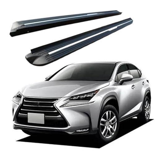 2 x Aluminium-Trittbretter, feste Nerf-Stangen, Seitenstufen mit Halterungen, kompatibel mit Lexus NX NX200 NX300h 2015–2021 (HJG) von RollingMotor