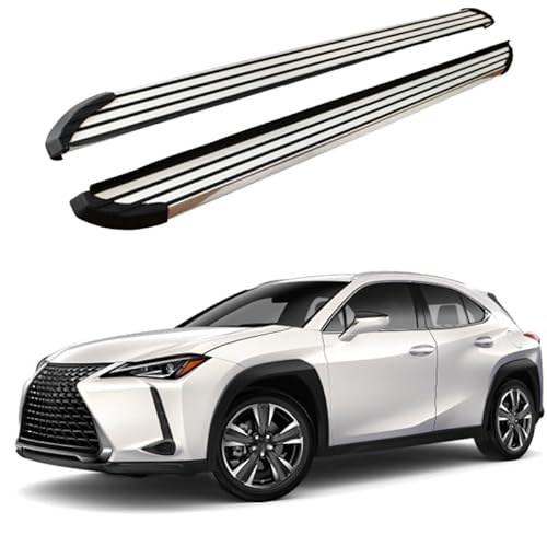 2 x Aluminium-Trittbretter, feste Nerf-Stangen, Seitenstufen mit Halterungen, kompatibel mit Lexus UX 2019–2024 (LX) von RollingMotor