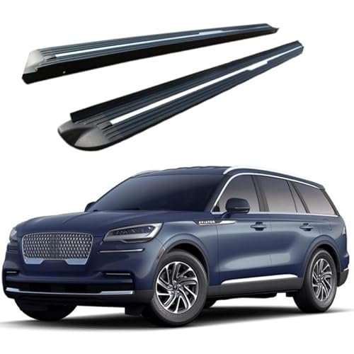 2 x Aluminium-Trittbretter, feste Nerf-Stangen, Seitenstufen mit Halterungen, kompatibel mit Lincoln Aviator 2020–2024 (HJG) von RollingMotor