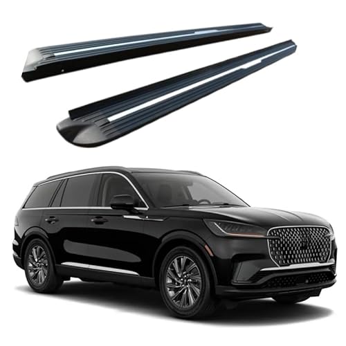 2 x Aluminium-Trittbretter, feste Nerf-Stangen, Seitenstufen mit Halterungen, kompatibel mit Lincoln Aviator 2025 (HJG) von RollingMotor