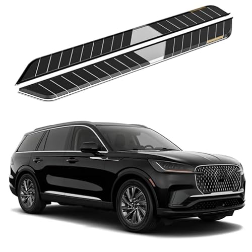 2 x Aluminium-Trittbretter, feste Nerf-Stangen, Seitenstufen mit Halterungen, kompatibel mit Lincoln Aviator 2025 (RS) von RollingMotor