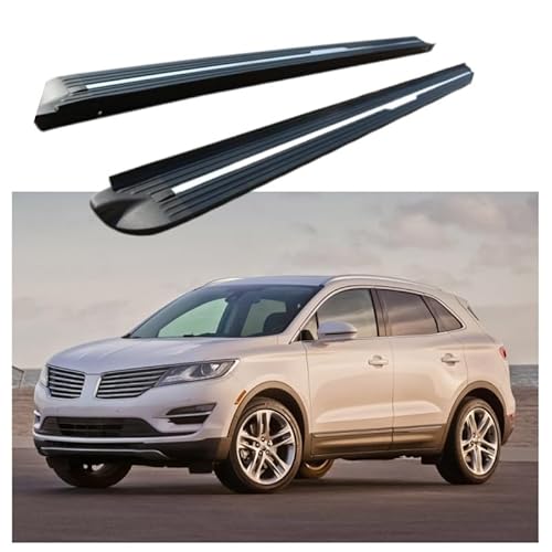 2 x Aluminium-Trittbretter, feste Nerf-Stangen, Seitenstufen mit Halterungen, kompatibel mit Lincoln MKC 2015–2019 (HJG) von RollingMotor