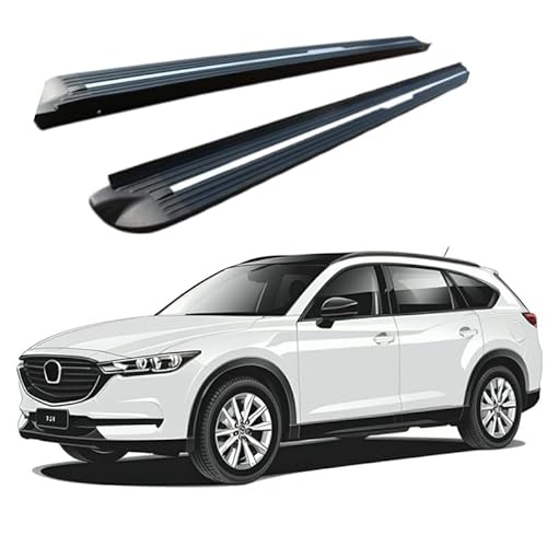 2 x Aluminium-Trittbretter, feste Nerf-Stangen, Seitenstufen mit Halterungen, kompatibel mit Mazda CX-8 CX8 2017–2025 (HJG) von RollingMotor