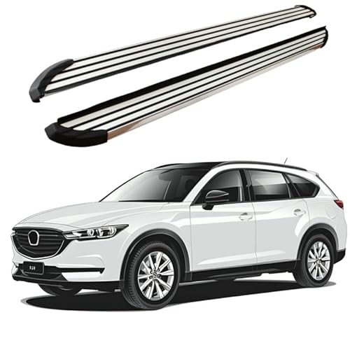 2 x Aluminium-Trittbretter, feste Nerf-Stangen, Seitenstufen mit Halterungen, kompatibel mit Mazda CX-8 CX8 2017–2025 (LX) von RollingMotor