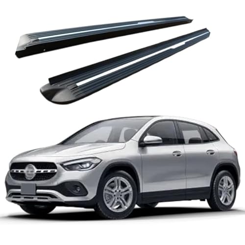 2 x Aluminium-Trittbretter, feste Nerf-Stangen, Seitenstufen mit Halterungen, kompatibel mit Mercedes Benz GLA 2020–2025 (HJG) von RollingMotor