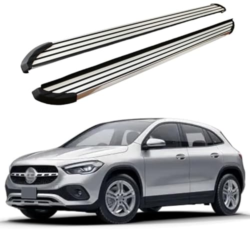 2 x Aluminium-Trittbretter, feste Nerf-Stangen, Seitenstufen mit Halterungen, kompatibel mit Mercedes Benz GLA 2020–2025 (LX) von RollingMotor