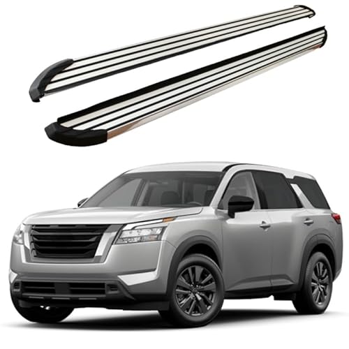 2 x Aluminium-Trittbretter, feste Nerf-Stangen, Seitenstufen mit Halterungen, kompatibel mit Nissan Pathfinder 2022–2025 (LX) von RollingMotor