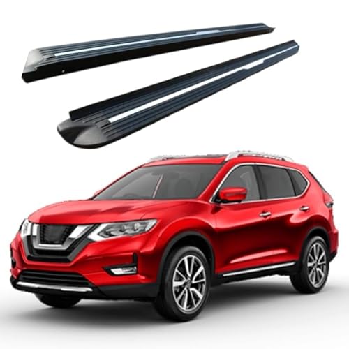 2 x Aluminium-Trittbretter, feste Nerf-Stangen, Seitenstufen mit Halterungen, kompatibel mit Nissan X-Trail/Rogue 2014–2020 (HJG) von RollingMotor