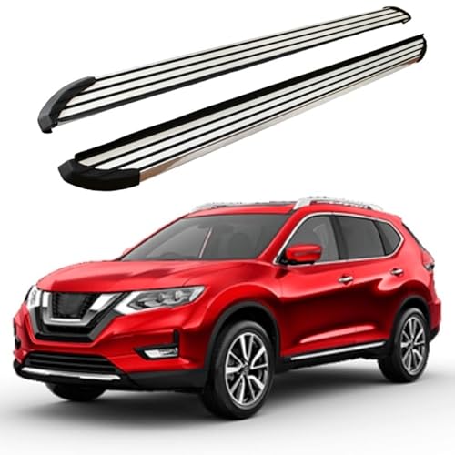 2 x Aluminium-Trittbretter, feste Nerf-Stangen, Seitenstufen mit Halterungen, kompatibel mit Nissan X-Trail/Rogue 2014–2020 (LX) von RollingMotor