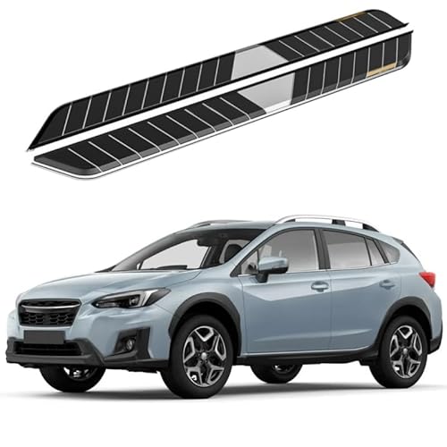 2 x Aluminium-Trittbretter, feste Nerf-Stangen, Seitenstufen mit Halterungen, kompatibel mit Subaru XV Crosstrek 2018–2023 (RS) von RollingMotor