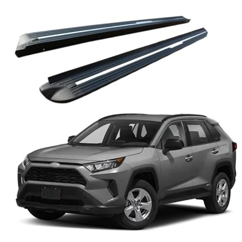 2 x Aluminium-Trittbretter, feste Nerf-Stangen, Seitenstufen mit Halterungen, kompatibel mit Toyota RAV4 2019–2025 (HJG) von RollingMotor