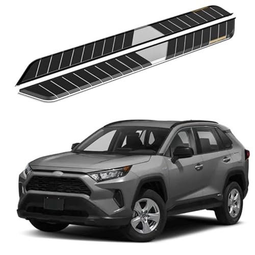 2 x Aluminium-Trittbretter, feste Nerf-Stangen, Seitenstufen mit Halterungen, kompatibel mit Toyota RAV4 2019–2025 (RS) von RollingMotor