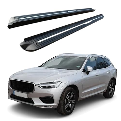 2 x Aluminium-Trittbretter, feste Nerf-Stangen, Seitenstufen mit Halterungen, kompatibel mit Volvo XC60 2018–2025 (HJG) von RollingMotor