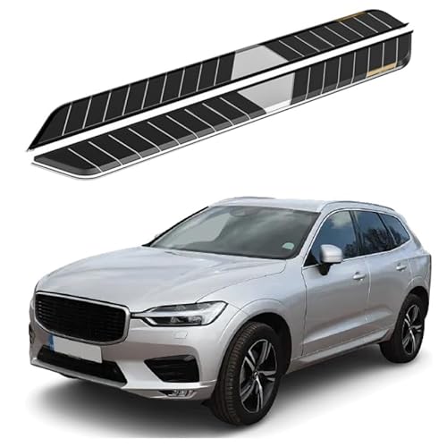 2 x Aluminium-Trittbretter, feste Nerf-Stangen, Seitenstufen mit Halterungen, kompatibel mit Volvo XC60 2018–2025 (RS) von RollingMotor