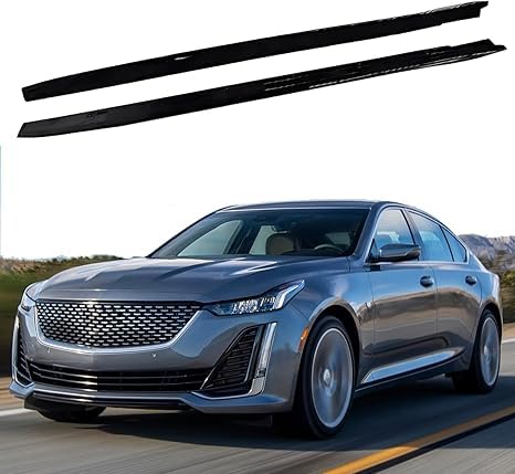 Kompatibel mit Cadillac CT5 2020-2025 Glänzend Schwarz Seitenschweller Karosserie Kit Spoiler Lip Trim von RollingMotor