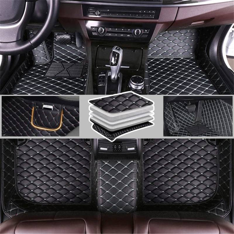 Romanbin Nach Maß Auto Fußmatten Antirutschmatten Kompatibel mit Audi A1 A3 A4 A4 allroad A5 A6 A6 allroad A7 A8,PU-Leder Allwetter Auto Fussmatten (Schwarz Beige) von Romanbin