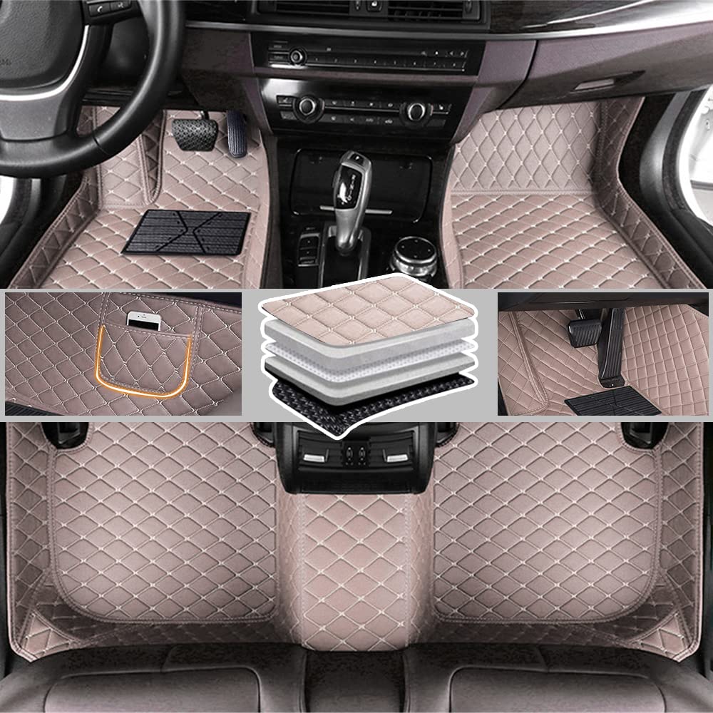 Romanbin Nach Maß Auto Fußmatten Antirutschmatten Kompatibel mit Volvo C70 V70 V90 V90 Cross Country XC40 XC70 XC90,PU-Leder Allwetter Auto Fussmatten (Grau) von Romanbin