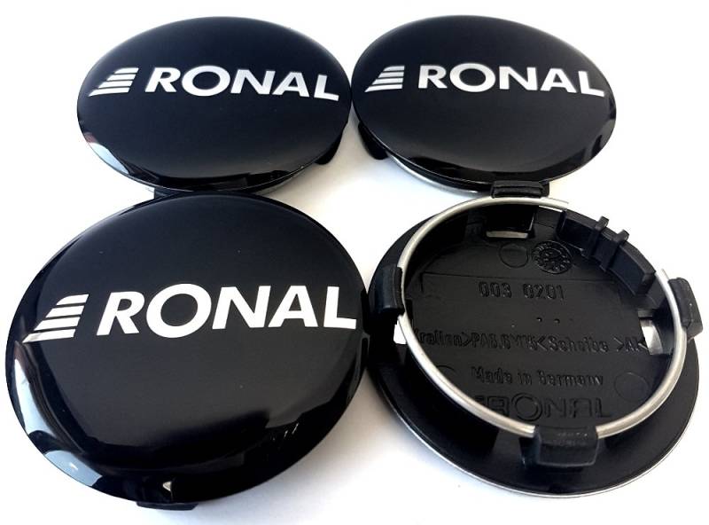 4X Original Ronal 64mm Nabendeckel Nabenkappe Schwarz Hochglanz Center Cap Deckel Felgendeckel von RONAL