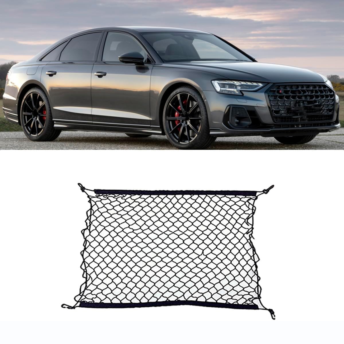 Kofferraumnetz Gepäcknetz Auto für Audi TT FV 2016 MK3 8S 2014~2023, Verstellbar ausziehbares Aufbewahrungsnetz Ladungssicherung für Kofferraum von Rongliu