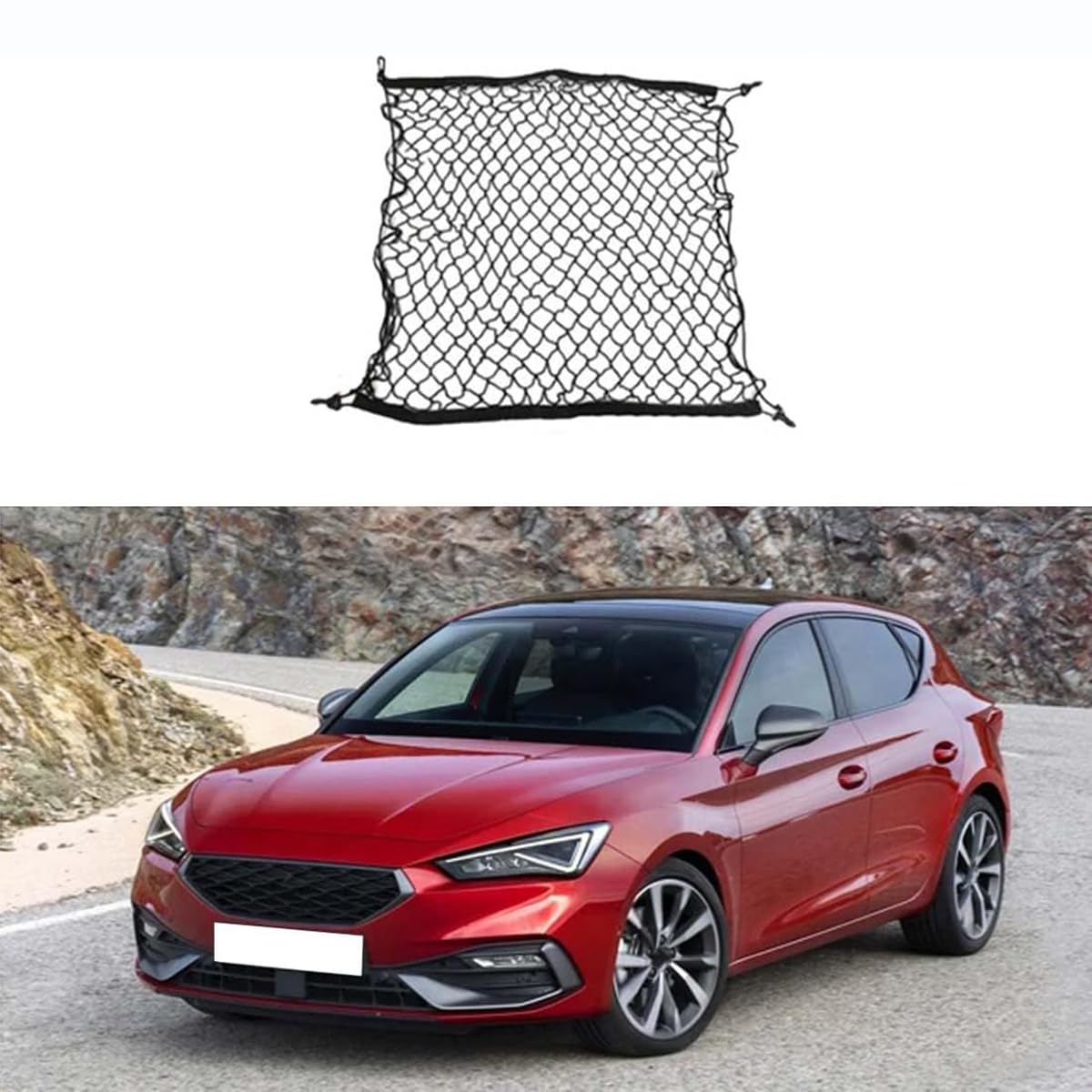 Kofferraumnetz Gepäcknetz Auto für SEAT Leon Cupra Leon Mk4 KL1 KL8 2020 2021 2022 2023 2024, Verstellbar ausziehbares Aufbewahrungsnetz Ladungssicherung für Kofferraum von Rongliu