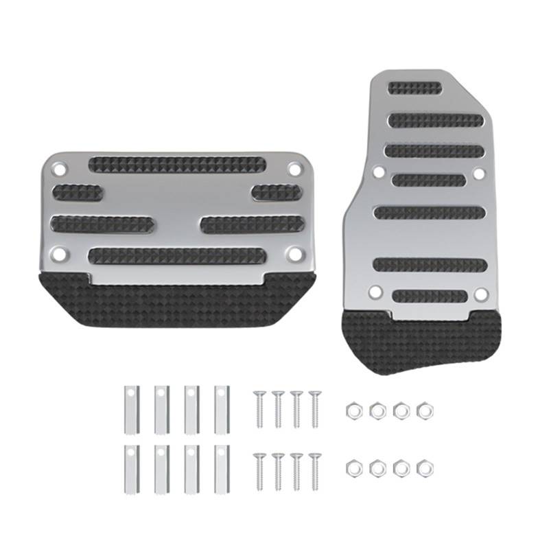 Ronyme 2pcs Car Pedal Pads Universal einfach Einfaches Ersatzteil Auto Innenzubehör Automobilbremsbremsabdeckungen Set Slip, Silber von Ronyme