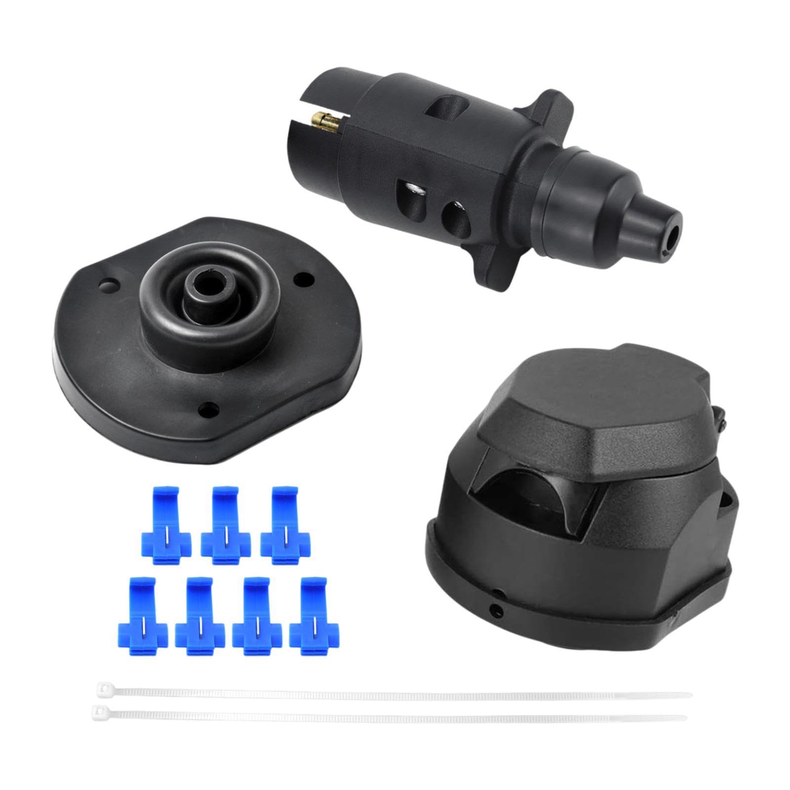 Ronyme 7 Pin -Anhänger -Stecker und Sockel 7 Wege Stecker Mount -Kit 7 -Pin -Anhängerinnen Frau männliche Anschlussfahrzeugseite für Bootsautomotive von Ronyme