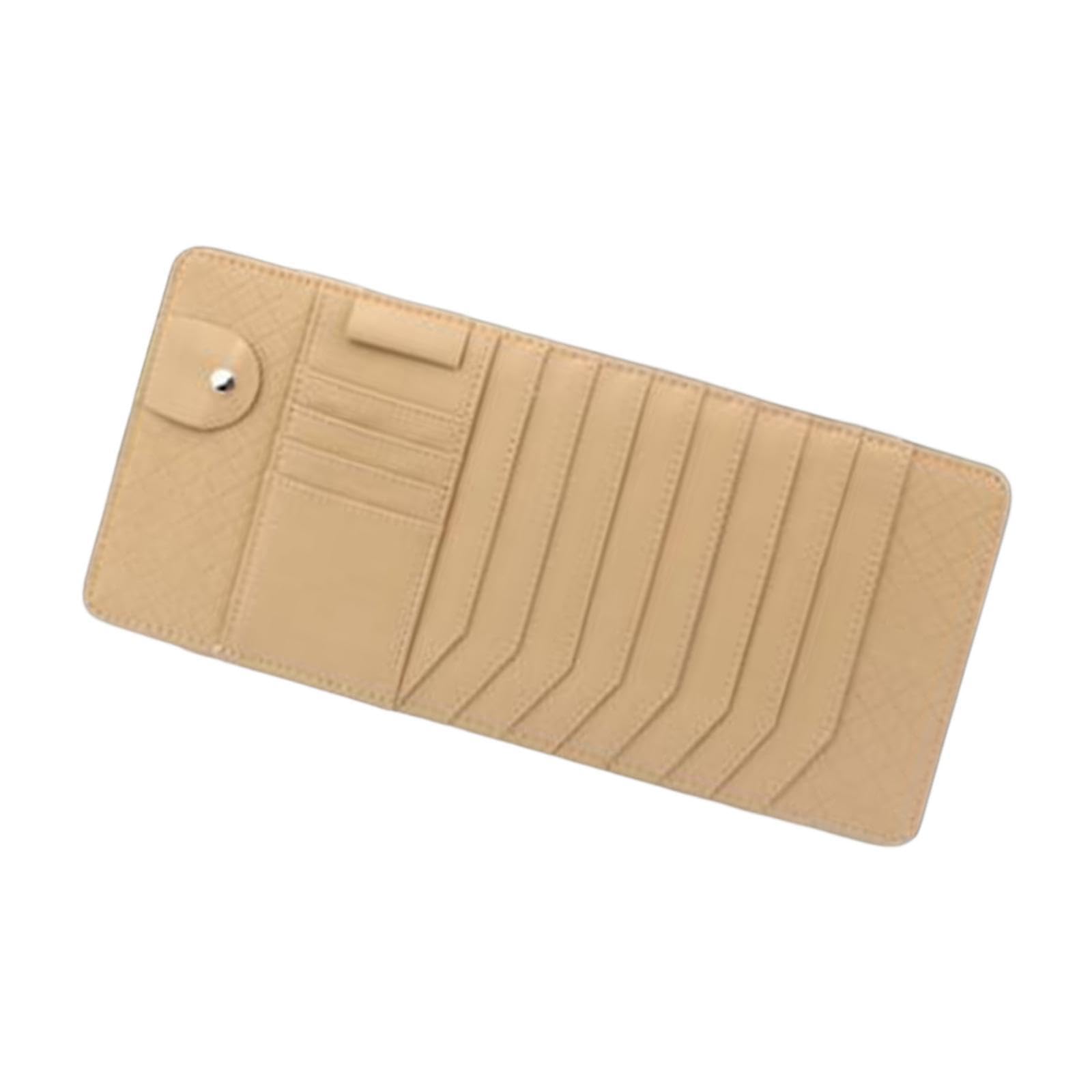 Ronyme Generischer CD-Halter für die Sonnenblende des Autos, Organizer für die Sonnenblende des Fahrzeugs, mehrere Kartenfächer, Aufbewahrungstasche, Beige von Ronyme