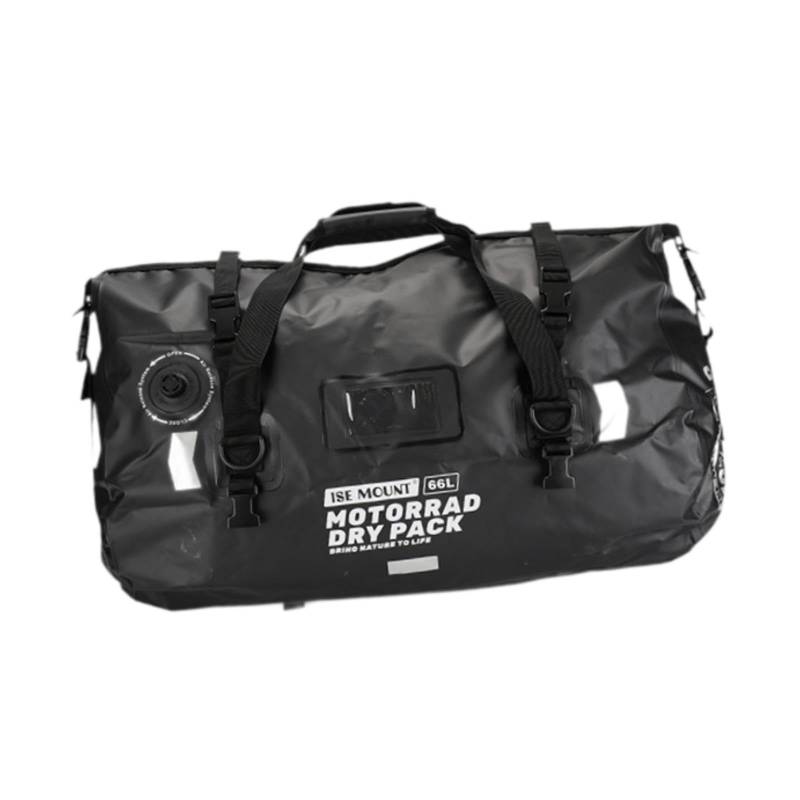 Ronyme Motorrad-Gepäcktasche, Motorrad-Heckträger, multifunktionale Gepäckrolle, Sattel-Seesack für Bootfahren, Outdoor-Reisen, Schwarz Und 66l von Ronyme