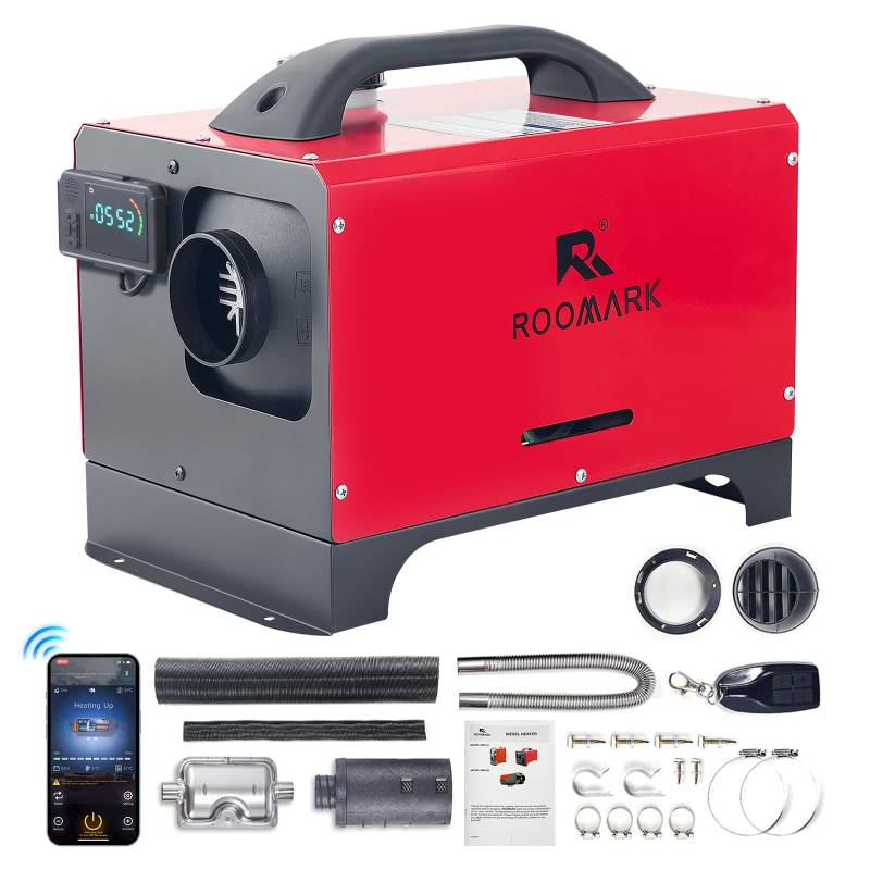 Roomark 5KW 12V All-in-One tragbarer Diesel-Standluftheizer, Standheizung mit Bluetooth-App-Steuerung und LCD-Monitor für PKW, LKW, Boot, Bus, Wohnmobil und Camper von Roomark