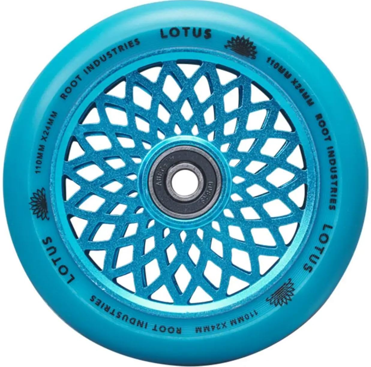 Root Industries Lotus Hollowcore Stunt-Scooter Rolle 110mm Abec 11+ Fantic26 Sticker (Radiant Blau/Pu Blau) von Root Industries