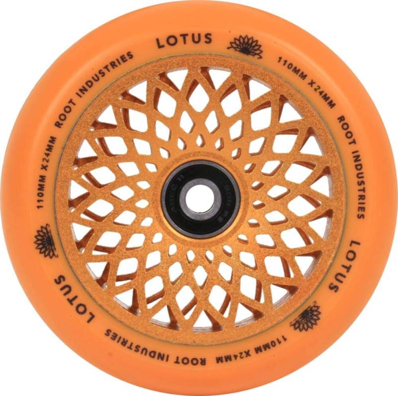 Root Industries Lotus Stunt-Scooter Rolle 110mm + Fantic26 Sticker (Radiant Orange/Pu Orange) von Root Industries