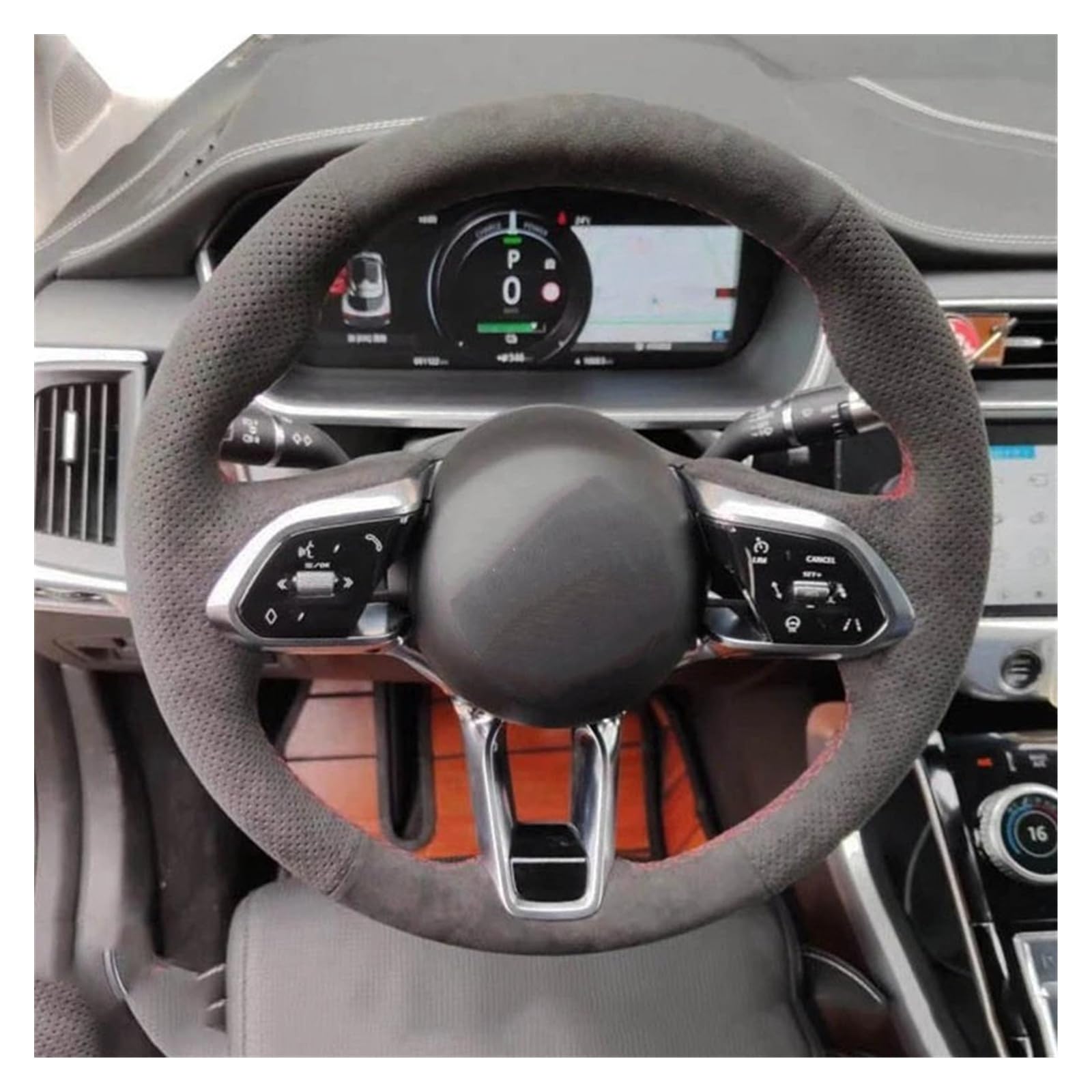 Lenkradbezüge Für Jaguar Für XF Für XJL XE Für F-PACE Für F-Type Lenkradbezug Wrap Auto Lenkradbezug Geflecht Wildleder Lenkradabdeckungen(Yellow Thread) von Ropaix