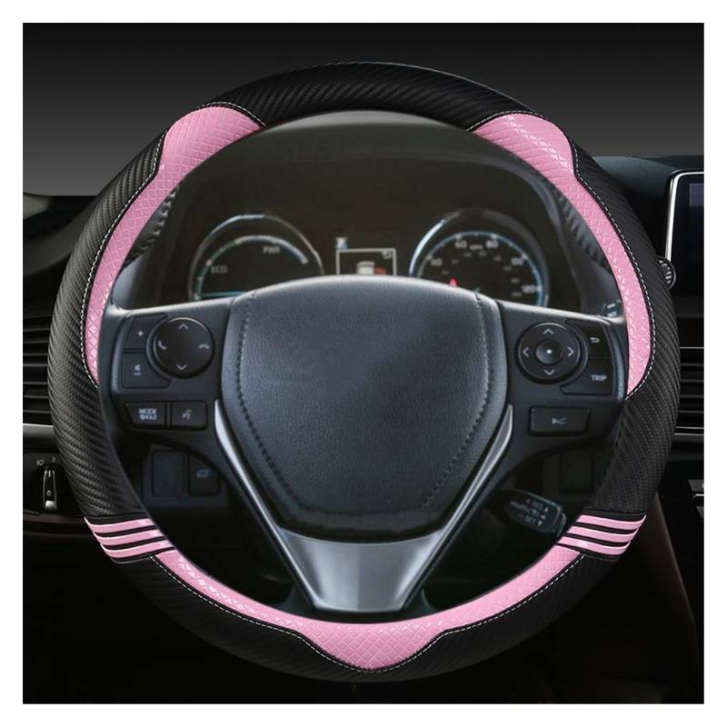 Lenkradbezüge Für Toyota E'Z Für RAV4 Für Corolla Für Scion IM 2016 Für Auris 2013-2019 Autolenkradabdeckung Aus Kohlefaserleder Lenkradabdeckungen(PINK) von Ropaix