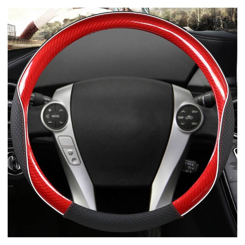 Lenkradbezüge Für Toyota Für Prius 30 20 Für Prius V Für Prius C Für Prius Für Prime Carbon Fibre + Leder Auto Lenkradbezug Lenkradabdeckungen(RED) von Ropaix