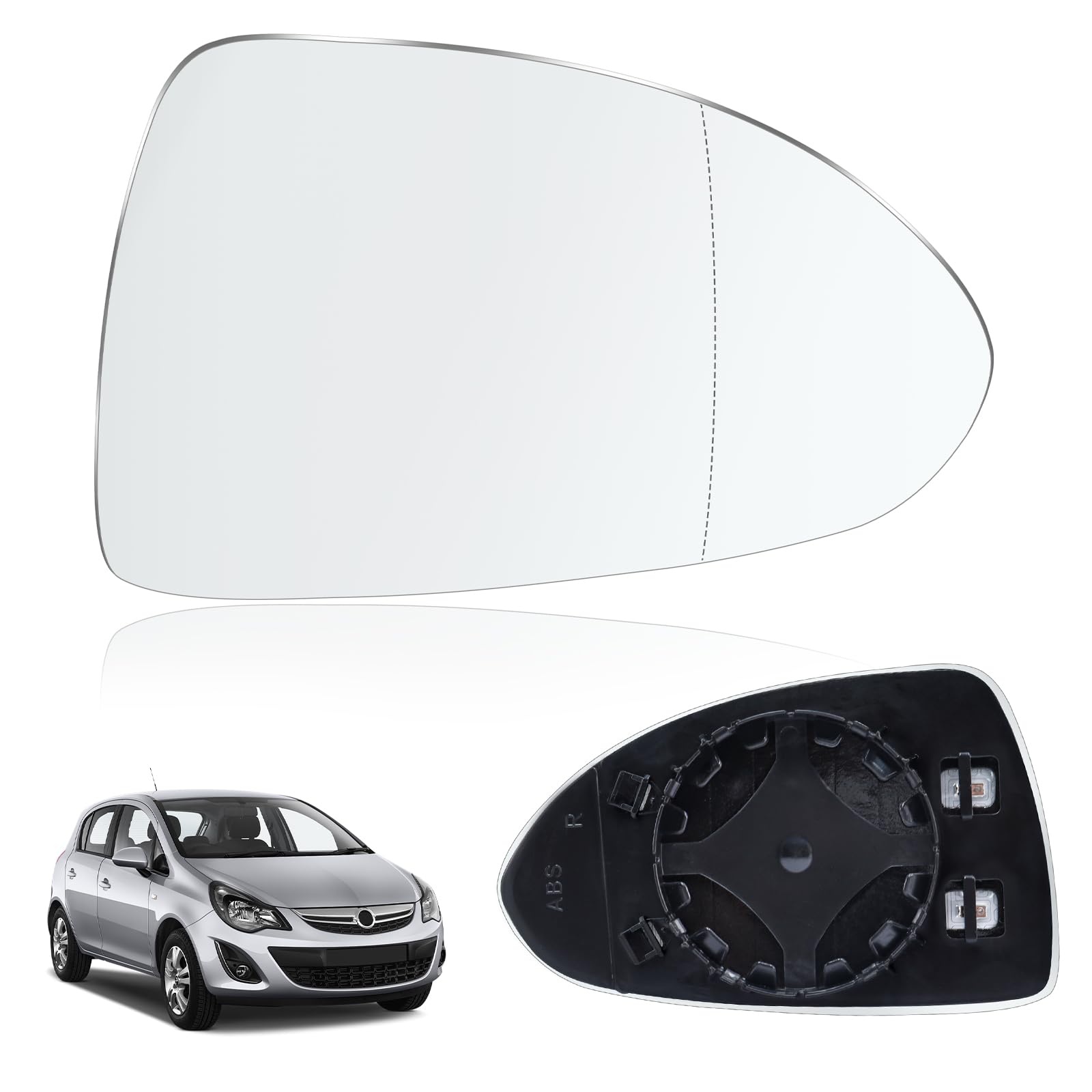 Spiegelglas Ersatz für Opel Corsa D 07.2006-08.2014 Corsa E 09.2014-06.2019 Außenspiegel Glas Beifahrerseite Beheizbar Ersatzspiegelglas Außenspiegel Asphärisch Auto Spiegelglas Rechts von Rosedreamer